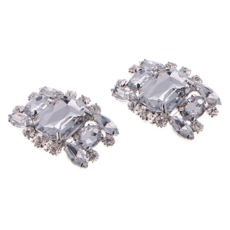 

JUNTEX 2Pcs Rhinestone Alloy Glass Shoe Clips Elegant Ornate Buckles Fashion Decoration