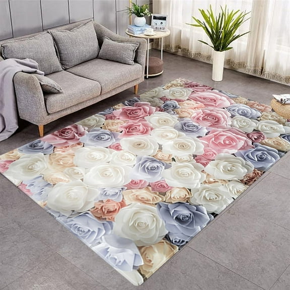 3D Rose Flower Carpet Living Room Large Area Rug Bedroom Decor Mat Hallway Doormat Entranc