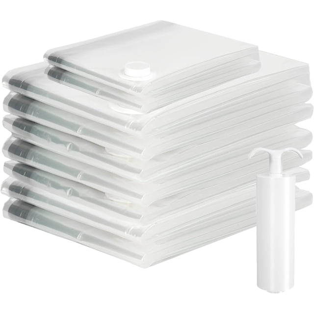 HWZWT Space Saver Bags, Vacuum Storage Bags, 9 Combo Jumbo Airtight Compression Zipper Sealer Bags, Reusable Large Storage for Clothes Duvets Comforters Beddings Blankets and Pillows, Hand Pump Inclu