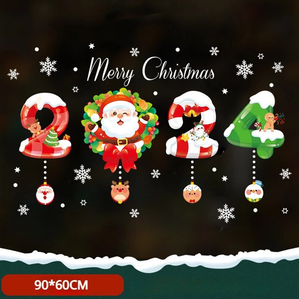 Pegatina electrostática de Navidad para ventana, decoración navideña para el hogar, pegatina de pared para habitación de niños, calcomanías de Año Nuevo