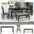 thumbnail image 5 of Seizeen 6 Piece Dining Set, Modern Home Dining Table Set with Cushioned Chairs and Bench, Kitchen Wood Dinette Set for 6, High-end Family Dining Room Furniture for Gatherings, Parties, Espresso, 5 of 12