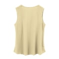 thumbnail image 5 of Yubnlvae Yellow Casual Solid Color Scallop V Neck Women's Vest Comfortable And Breathable V Neck Women's T Shirt, 5Xl, 5 of 7