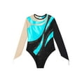 thumbnail image 5 of vastwit Kids Girls Figure Skating Bodysuit Ballet Gymnastic Leotard Long Sleeve Jumpsuit Dancewear Turquoise 12, 5 of 7