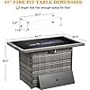 LayinSun 44" Propane Gas Fire Pit Table, 55000 BTU Rectangular Fire Pit with Glass Wind Guard for Outside Patio Deck Garden Backyard