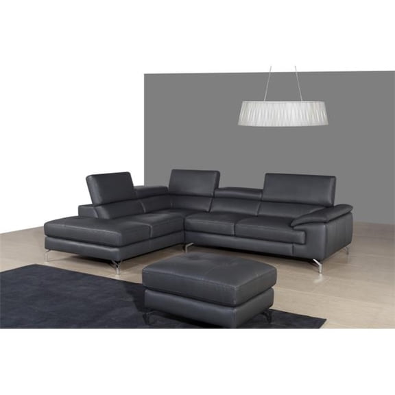 JandM Furniture  Italian Leather Left Facing Chaise - Grey
