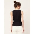 thumbnail image 4 of Moomaya Women's Solid Peplum Top, V Neck Sleeveless Cotton Slub Formal Top Blouse, 4 of 7