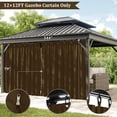thumbnail image 3 of Pakunoda 12' X 6.5' Gazebo Universal Replacement Privacy 4-Panel Curtains, Waterproof Outdoor Curtains Chococlate Sidewall with Zipper for Patio Garden Backyard 12' X 12' Gazebo, Curtain Only, 3 of 8