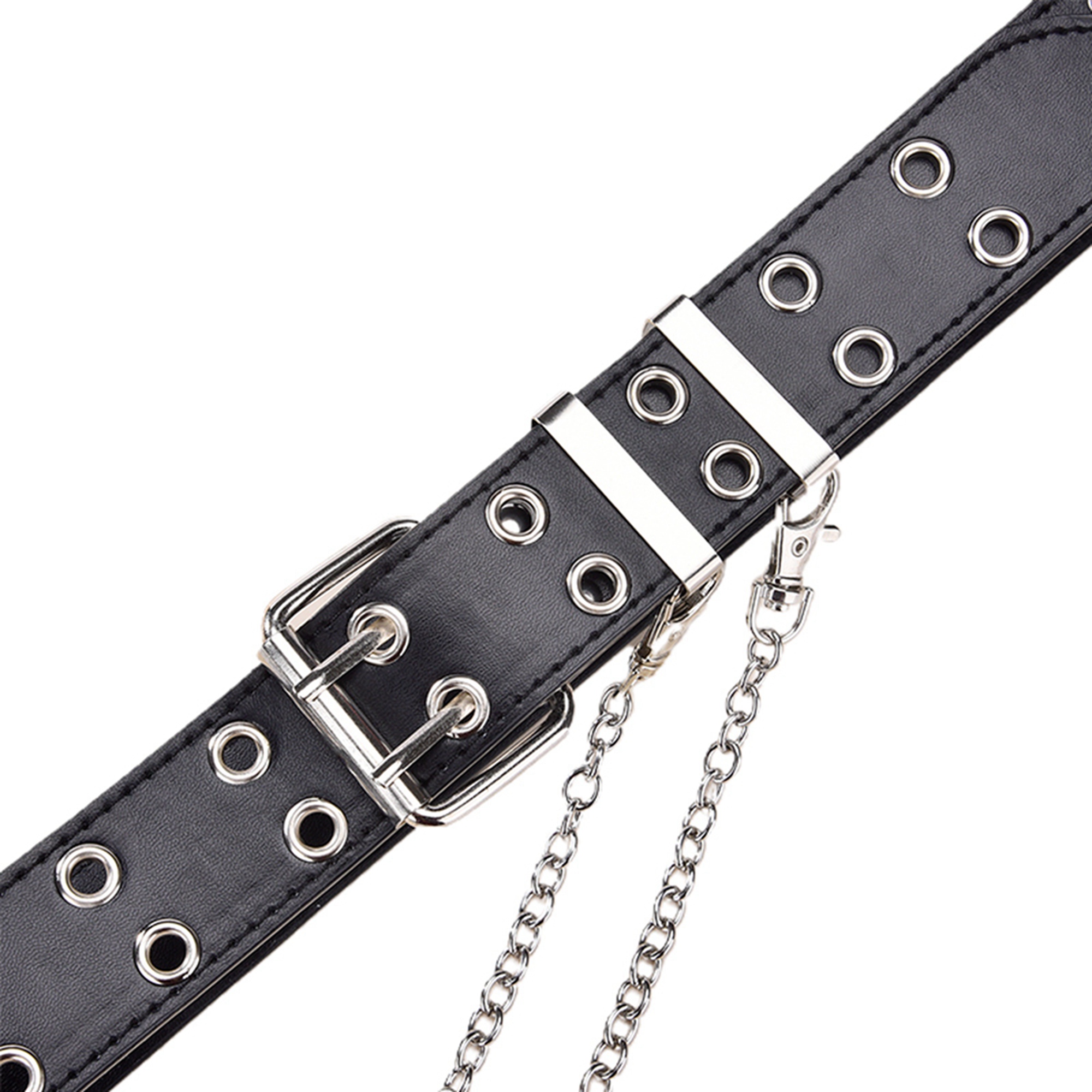 Double Grommet Belt For Girls And Boys, Pu Leather Kids Double Studded  Holes Belt For Jeans Pants - Temu