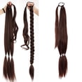 thumbnail image 4 of Extensión larga, extensiones de cabello suave de fibra sintética de alta temperatura recta de bricolaje de cabello, Marron oscuro Fernando Extensión de cola de caballo, 4 of 8