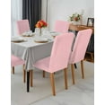 thumbnail image 3 of Stretch Chair Covers Set of 4, Pure Color Pink Universal Fit Elastic Decorative Dining Chairs Slipcovers for Wedding, Banquet, Monochrome, 3 of 6