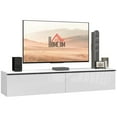 thumbnail image 1 of HOMCOM Meuble Télé Mural avec Rangement, Console Multimédia Flottante, Blanc, 1 of 10