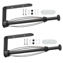 2 Pack Metal Paper Towel Holder, Easy Tear with Damping Function, Single Hand Operable Wall Mount Paper Towel Holder, Self-Adhesive or Drilled for Kitchen,Under Cabinet, Bathroom. Black