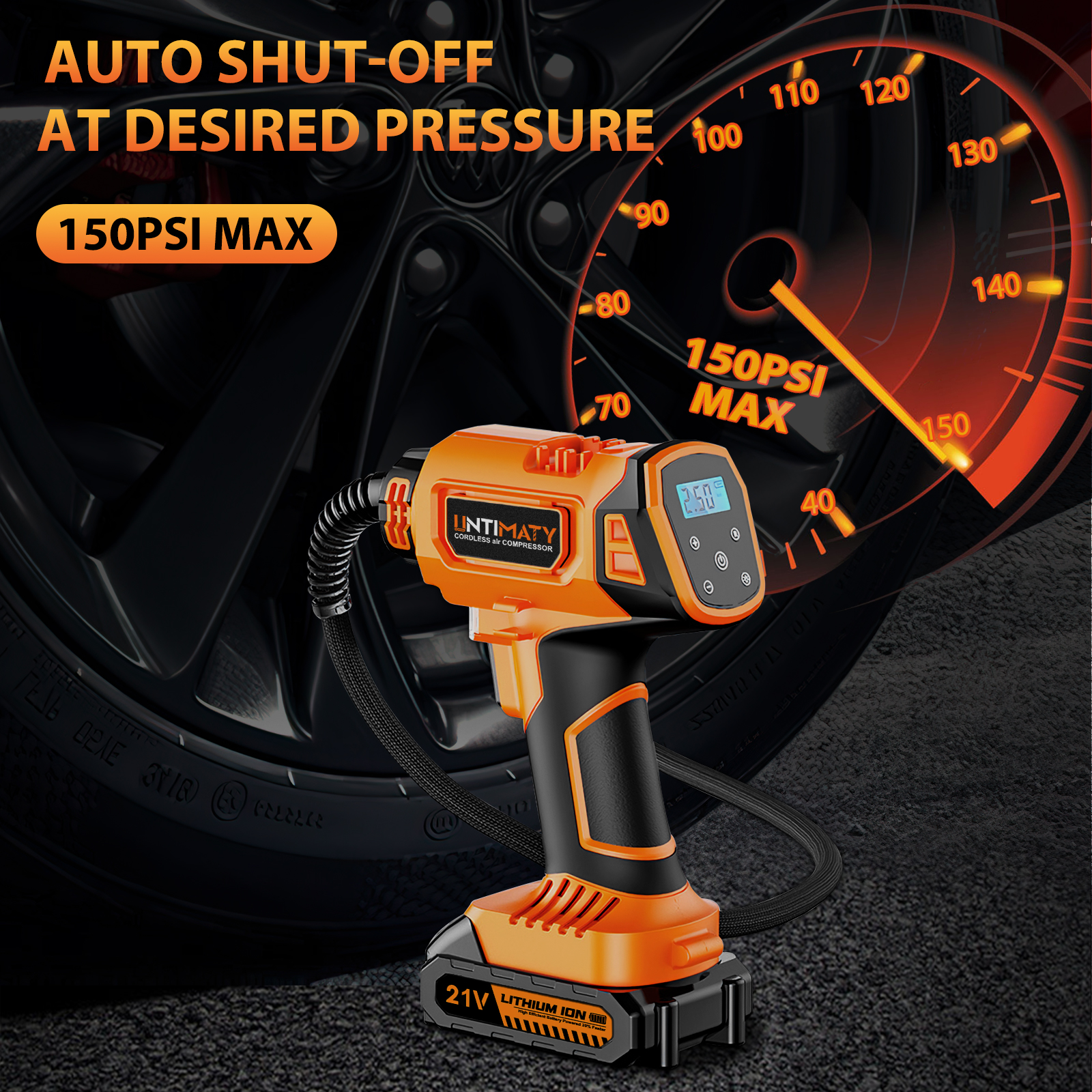 Untimaty Cordless Tire Inflator, 150PSI 21V photo 5