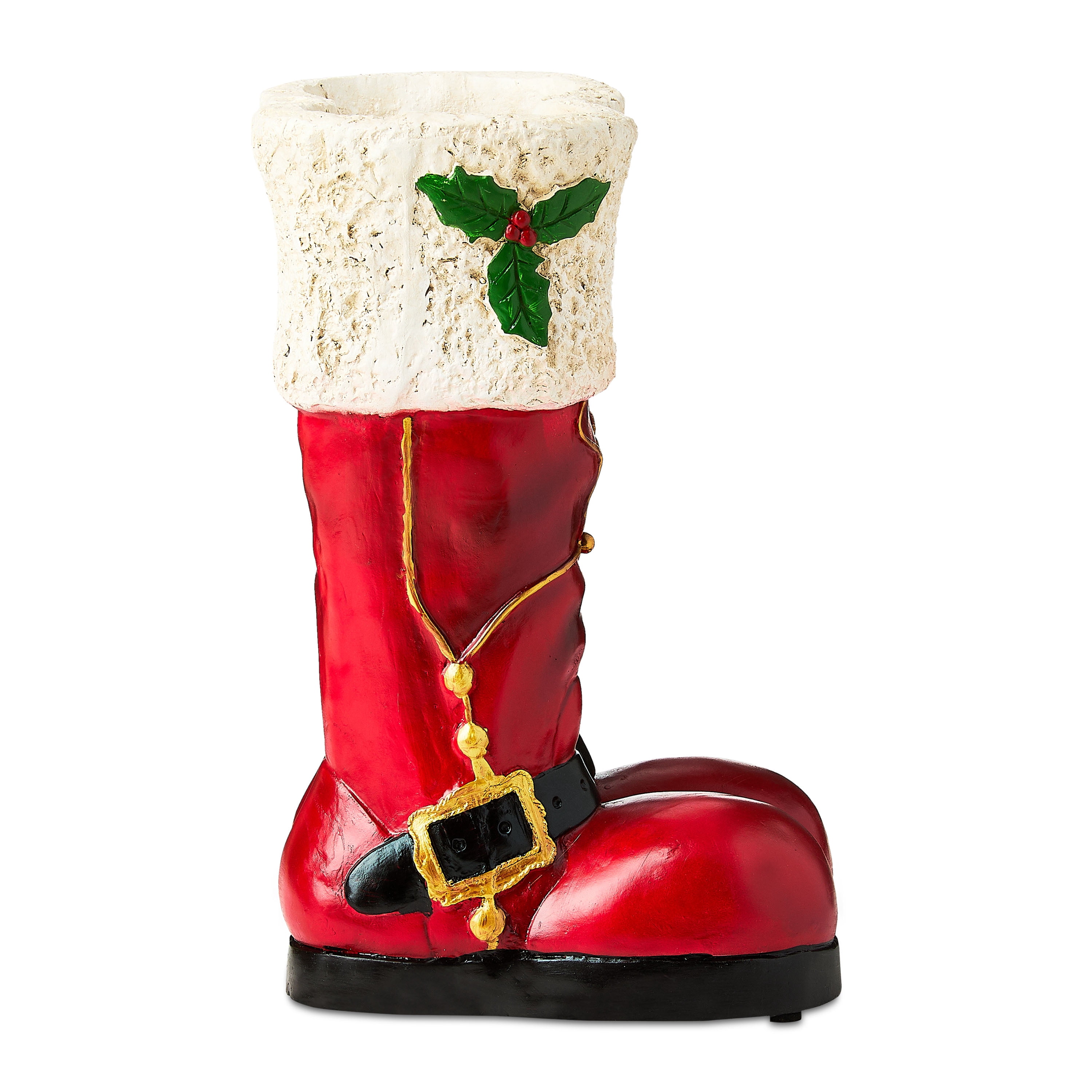 Santa's Boots Christmas Indoor/Outdoor Decoration, Red and White, 16", by Holiday Time