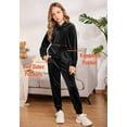thumbnail image 3 of Oudiya Girls 2 Piece Velour Tracksuit Set Athletic Sportswear Hoodie Sweatshirt and Sweatpant Clothing Sets for Kids, 3 of 6