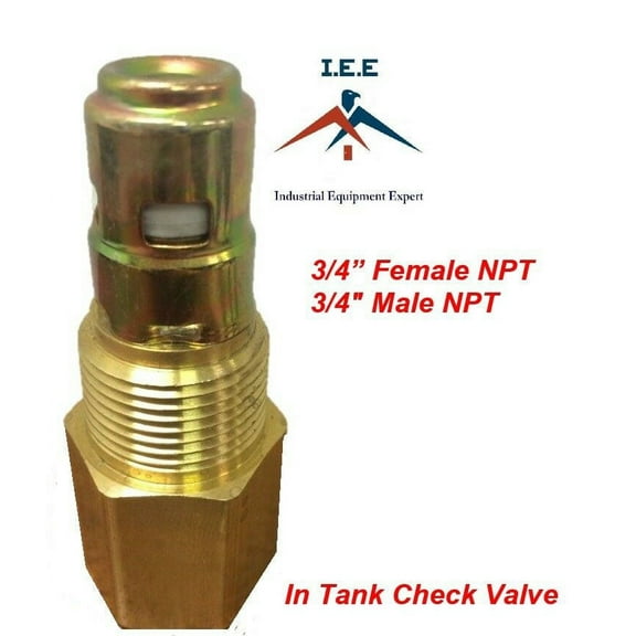 New air compressor in tank check valve 3/4" Female NPT x 3/4 Male NPT In Tank