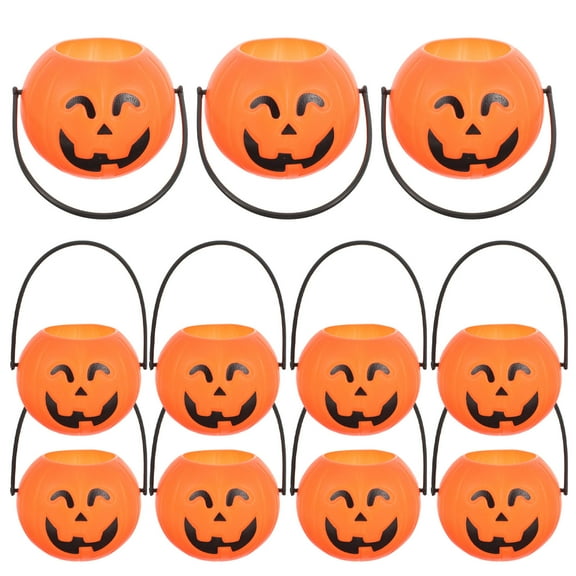 FRCOLOR 12Pcs Candy Buckets Pumpkin Candy Assorted Color Funny Design Storage Fun