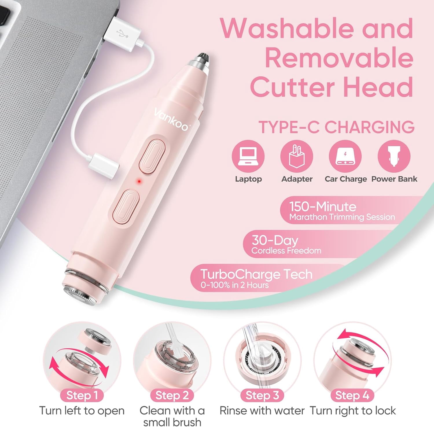 Facial Hair Remover & Eyebrow Trimmer - 2 in 1 Eyebrow & Face Shaver for Women - Rechargeable Face Razors for Women with Built-in LED Lights - Painless Hair Removal for Flawless Skin & Makeup