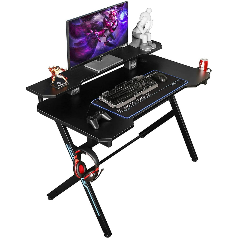 JJS 48" Home Office Gaming Computer Desk with Removable Monitor Stand