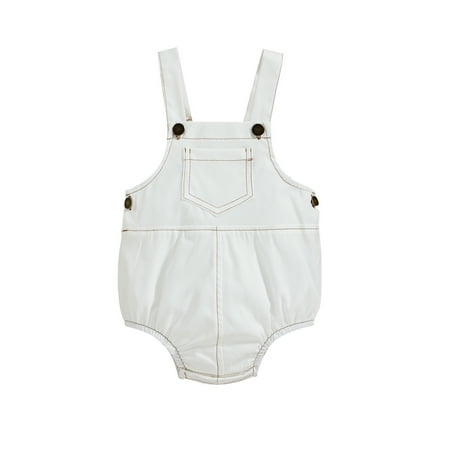 

nsendm Boys 18 Month Summer Clothes Toddler Kids Girls Boys Infant Pockets Sleeveless Overalls Toddler Romper 2t White 12-18 Months