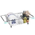 thumbnail image 1 of DPZM Expandable 304 Stainless Steel Dish Drying Rack,Dish Rack,L16.1-22.8''xW11.8''xH5.1'' Drying Rack Kitchen,Kitchen Sink Organizer,Over The Sink Dish Drying Rack with 1Pcs Black Chop, 1 of 6