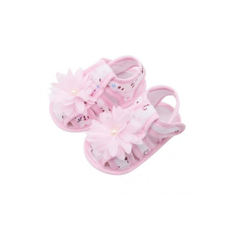 

Luxsea Summer Baby Girls Floral Sandals Lace Flower Anti-slip Soft Sole Bottom Walking Princess Shoes First Walkers