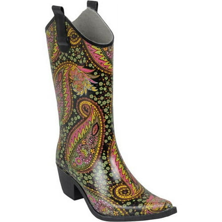 Brinley Co Women's Medallion Print Cowboy Rainboots