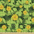 thumbnail image 2 of Flower Fabric by the Yard, Blooming Nature Design with Fresh Vibrant Foliage Hand Drawn Image, Upholstery Fabric for Dining Chairs Home Decor Accents, Apple Green Orange by Ambesonne, 2 of 5