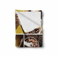 thumbnail image 2 of Coffee Soft Flannel Fleece Throw Blanket, Photographs Grid Style Collage of Images Accessories Cafeteria Elements Print, Cozy Plush for Indoor and Outdoor Use, 70" x 90", Brown Mustard, by Ambesonne, 2 of 6