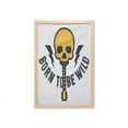 thumbnail image 1 of Rock and Roll Wall Art with Frame, Born to Be Wild Calligraphy Skull Shaped Guitar, Printed Fabric Poster for Bathroom Living Room, 23" x 35", Earth Yellow Grey, by Ambesonne, 1 of 2
