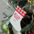 thumbnail image 2 of Roman 6.5" Embroidered Heart Stocking wth Gingham Cuff Christmas Ornament - Tan/Red, 2 of 2