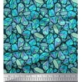 thumbnail image 1 of Soimoi Blue Modal Satin Fabric Snowflakes & Diamond Geometric Printed Fabric 1 Yard 42 Inch Wide, 1 of 3