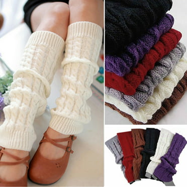 Women Bohemian Crochet Knitted Long Leg Warmers Spring Patchwork Knee ...
