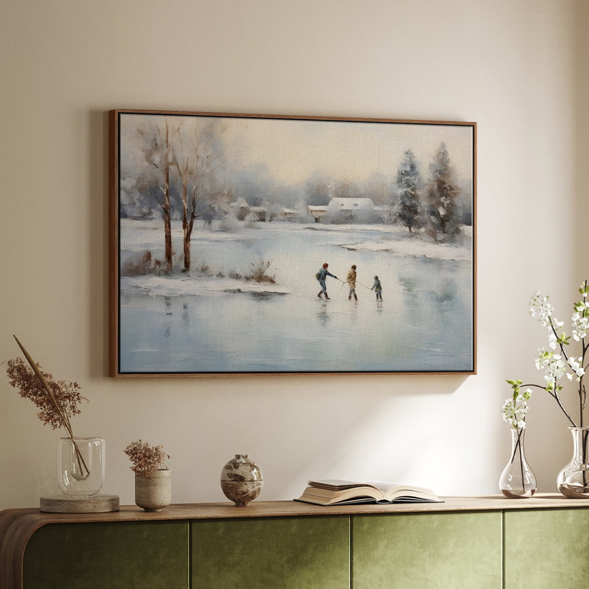 Vintage Landscape-CCXXI By Wexford Home Framed in Walnut Wood Gallery Wrapped Canvas 17 in. x 25 in.