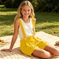 thumbnail image 6 of Miluxas Girls Boys Bib Shortalls Overalls Teen Adjustable Strap Sleeveless Jumpsuits Baggy Straight Wide Leg Shorts Overall Yellow 14 Years, 6 of 9
