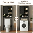 thumbnail image 2 of Over The Toilet Storage Cabinet Bathroom Shelves Organizer Space Saver Freestanding Bathroom Shelf with Doors Anti-Tip Device Adjustable Shelf(Black), 2 of 11