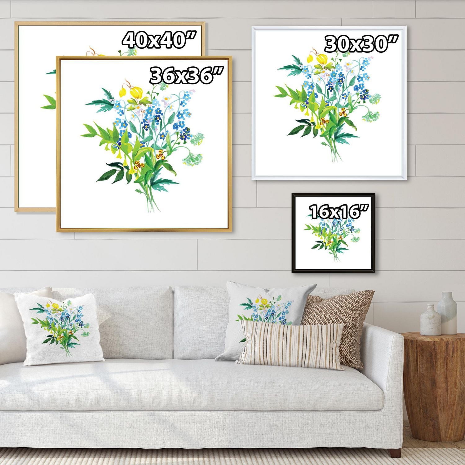 Designart Meadow Flowers Garland FLOAT FRAME WALL ART