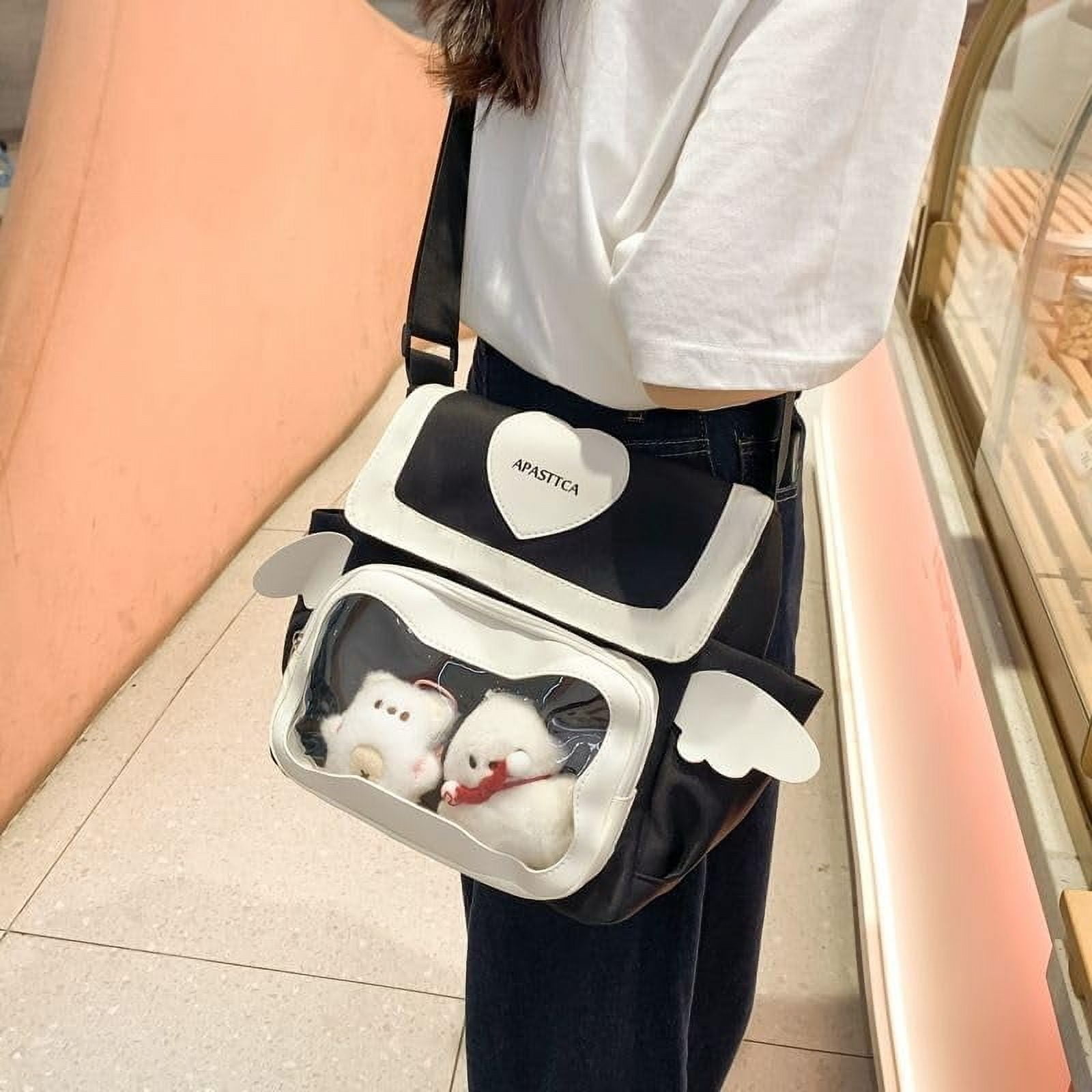 JUYGO Cute Japanese Aesthetic Ita Bag Heart Crossbody Bag Purse for Women Teen Girl Tote