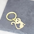 thumbnail image 2 of Stainless Steel Cute Cat Pendant Keychain for Women Men Animal Jewelry Fashion Wedding Party Gifts, 2 of 5