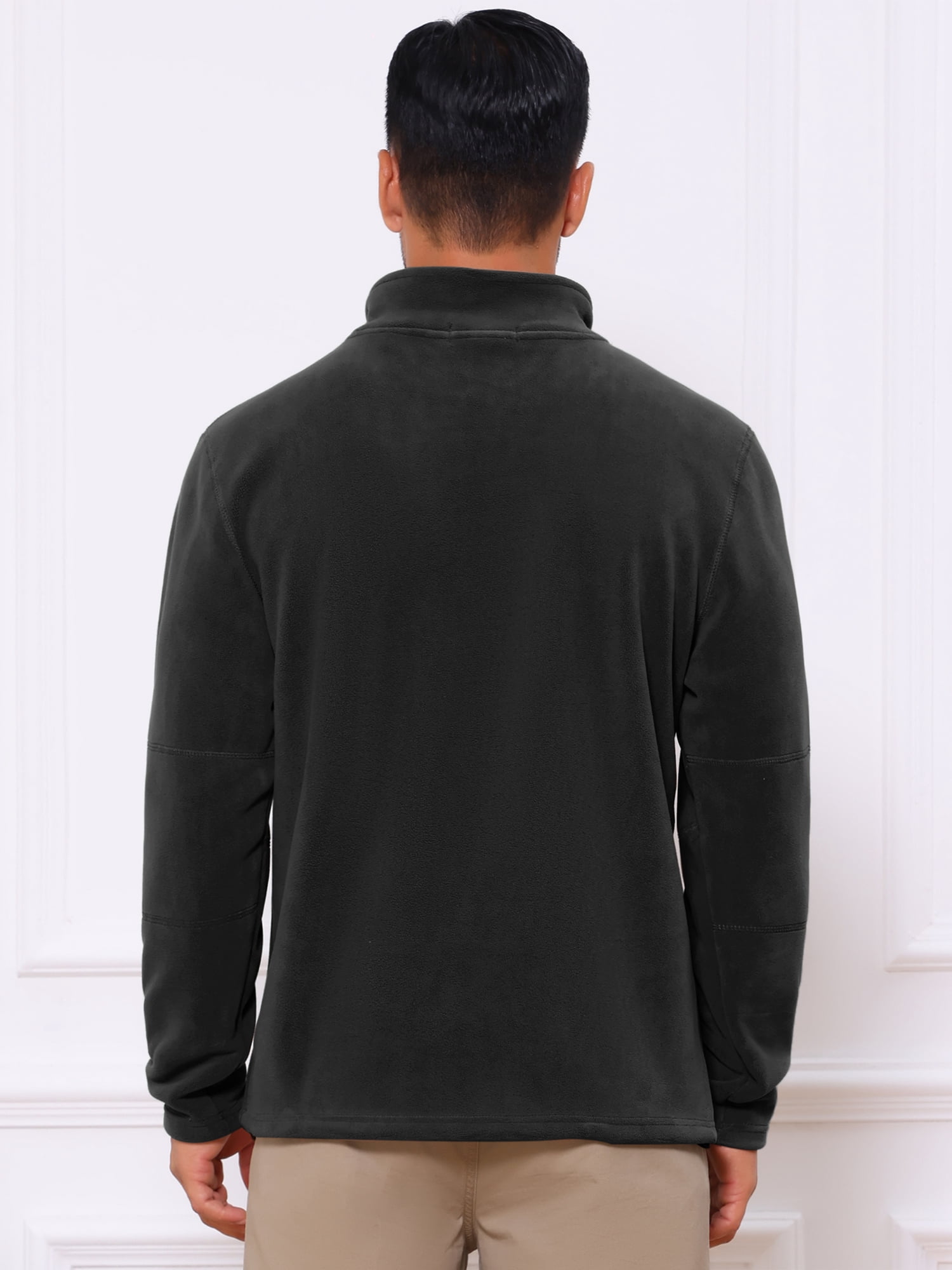 DARING DIVA Men's Solid Stand Collar Half-Zip Long Sleeve Fleece Sweatshirt M Black