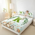 thumbnail image 4 of Feelyou Cartoon Monogrammed K Queen Sheet Sets for Kids, Jungle Raccoon Flat Sheet, Cute Animal Wildlife Queen Fitted Sheet, Super Cozy Room Decor, 4 Pieces, 4 of 7