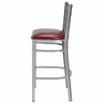 thumbnail image 4 of Ladder Back Bar Stool with Silver Frame and Burgundy Vinyl Seat by Chivari, 4 of 13