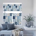 thumbnail image 6 of 3 Piece Kitchen Curtains and Valances Set Blue Floral Cafe Curtains 36 Inch Length Spring Flowers Plants Patchwork Grid Bohemia Valance & Tier Curtain for Living Room Bedroom Window 54"x18"+27"x36"*2, 6 of 6