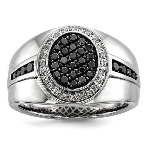 925 Silver Engagement Ring Black Sapphire Men Fashion Wedding Jewelry Size 6-14 