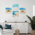 thumbnail image 5 of Beach Pictures Wall Art : Beach Theme Blue Abstract Wall Art Coastal Wall Decor for Living Room Bathroom Bedroom Ready to Hang 12" X 12"X 4 Panels, 5 of 6
