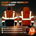 thumbnail image 5 of ProtectX High Vis Safety Hoddie Sweatshirt Jacket with Reflective Strips & Fleece Lined for Cold Weather Orange Small, 5 of 9