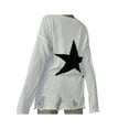 thumbnail image 3 of hirigin Women Knitted Long Sleeve Tops with Pentagram Pattern, Loose Version Casual Style Summer Clothing, 3 of 9