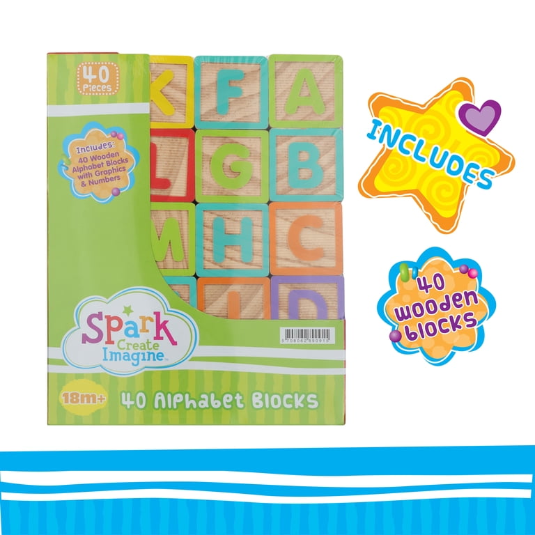 Spark Create Imagine ABC Wooden Blocks, 40-Piece Set photo 4