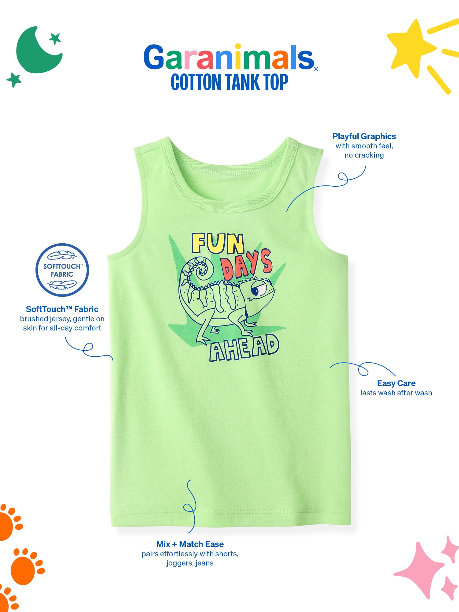 Garanimals Newborn, Baby & Toddler Boy Cotton Graphic Tank Top, Sizes 0-6T