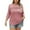 Pink, variant on Hanen Plus Size Women Blouses 3/4 Length Sleeve Tops Crewneck Pleated Casual Tees Shirts